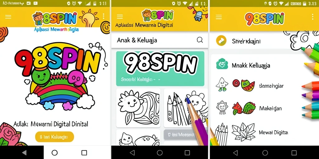 Tampilan antarmuka aplikasi 98SPIN untuk mewarnai digital.