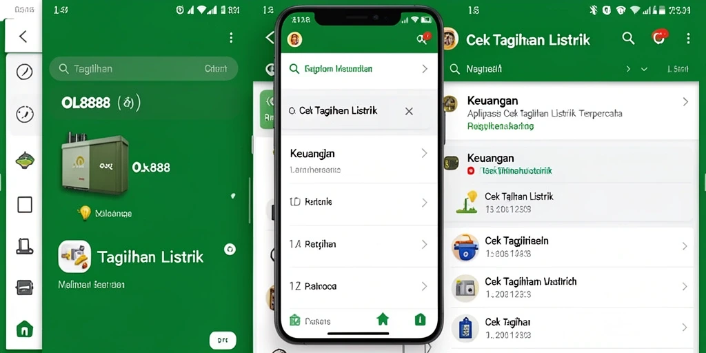Tampilan antarmuka OLX888 untuk cek tagihan listrik yang intuitif.